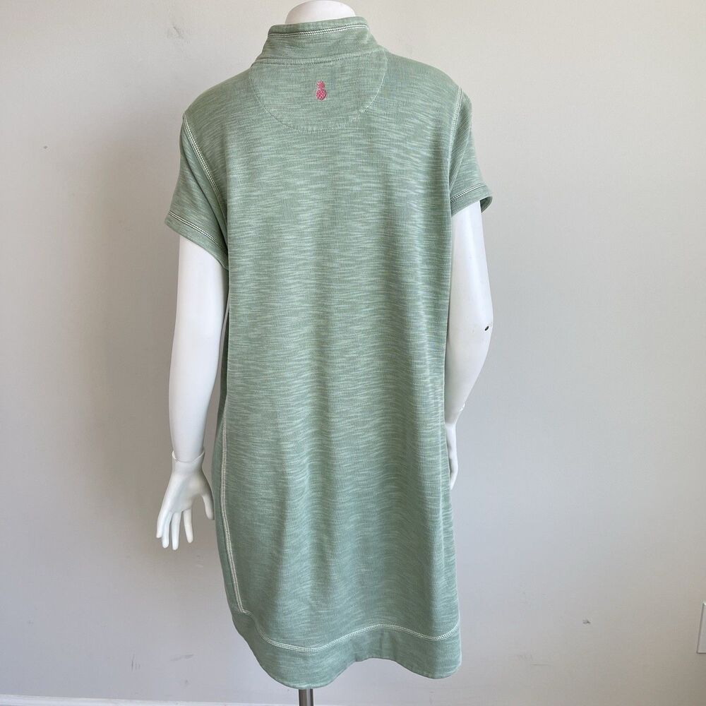 Tommy Bahama Tobago Bay Shirt Dress XL Half Zip Green Pima Cotton Knit - Picture 8 of 16